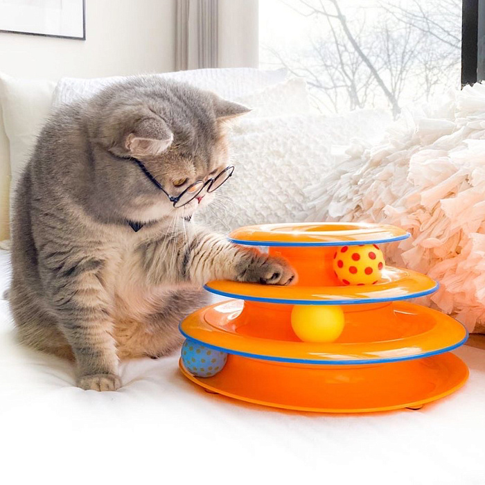 Petstages игрушка для кошек Трек "3 этажа" основание 24 см