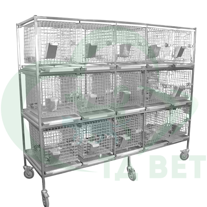 ТД ВЕТ Стеллаж с 15 подвесными клетками для лаб.кроликов 2000х500(650)х1720h