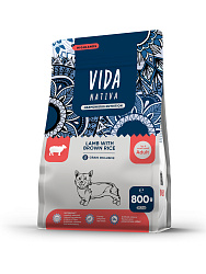 Сухой корм VIDA NATIVA для взрослых собак миниатюрных и мелких пород из ягненка с бурым рисом 800 г
