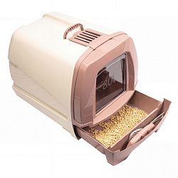 Био-туалет MPS 80'S MAXI для крупных кошек с выдвижным лотком 62х47х49см, бежевый