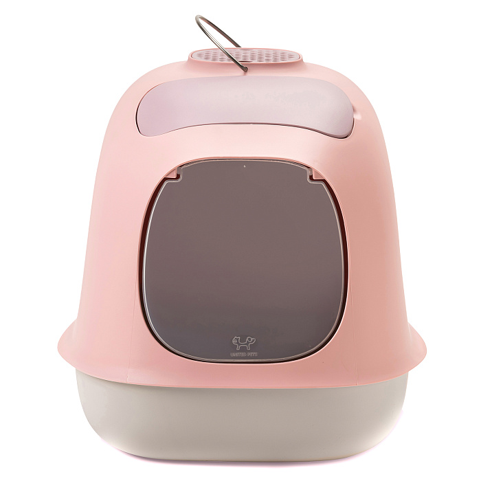 United Pets био-туалет "Minù" в комплекте с совочком, пакетами для уборки и угольным фильтром 40х40х50 см, розовый/серый СКИДКА 50%