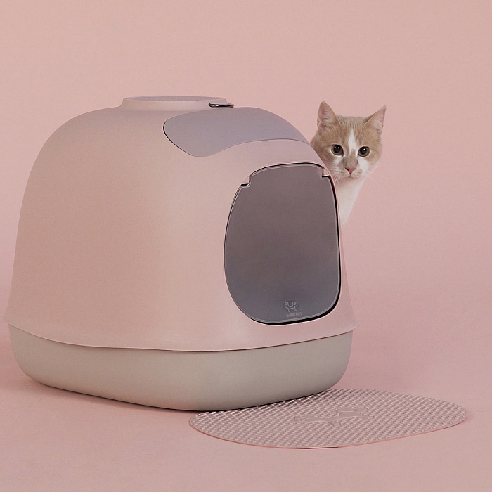 United Pets био-туалет "Minù" в комплекте с совочком, пакетами для уборки и угольным фильтром 40х40х50 см, розовый/серый СКИДКА 50%