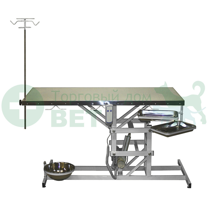 ТД ВЕТ Стол ветеринарный универсальный СВУ-10 с электроприводом, 1300x600x(760-990)h, каркас серый, пульт ручной