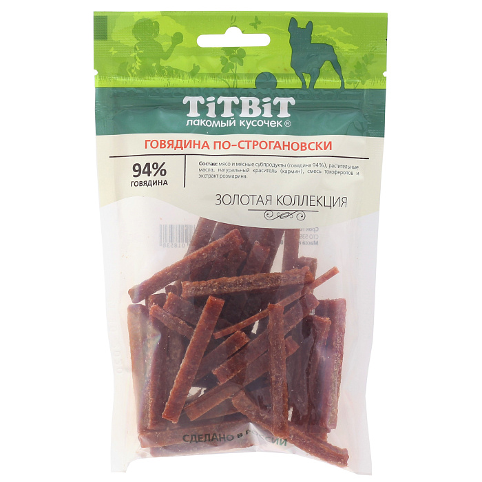 Лакомство TiTBiT Говядина по-строгановски для собак Золотая коллекция 80 г