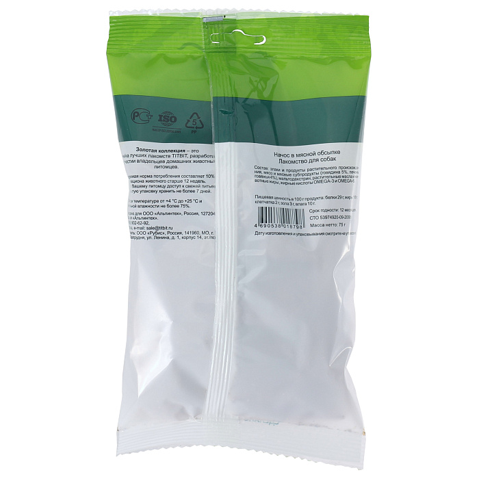 Лакомство TiTBiT Начос в мясной обсыпке для собак Золотая коллекция 75 г