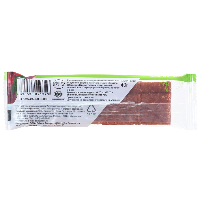 Лакомство TiTBiT Батончик с бараниной и брусникой для собак 40 г