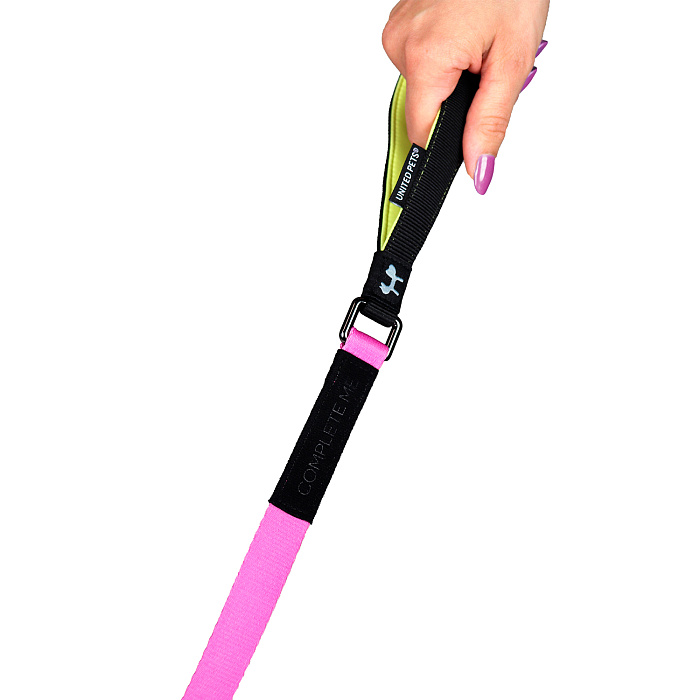 Поводок United Pets для собак Complete me 120 см, 25 мм, розовый с желтым