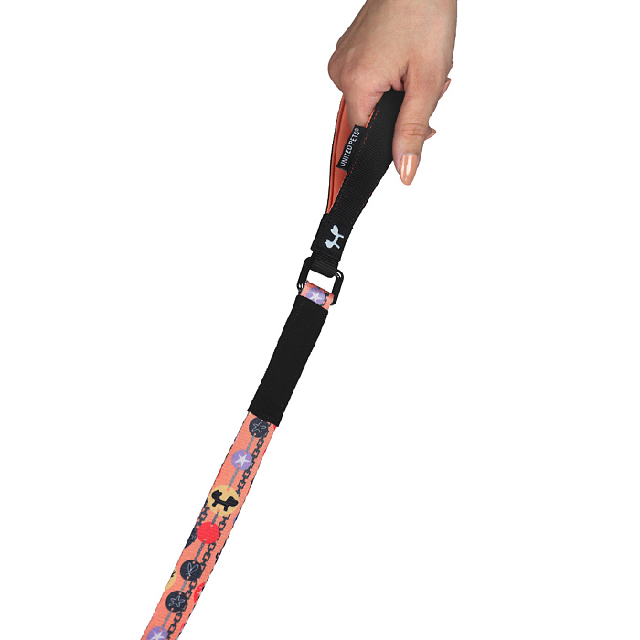 Поводок United Pets для собак Complete me Forever 140 см, 16 мм, оранжевый с рисунком