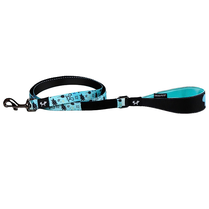 Поводок United Pets для собак Complete me Writing 140 см, 16 мм, голубой с рисунком