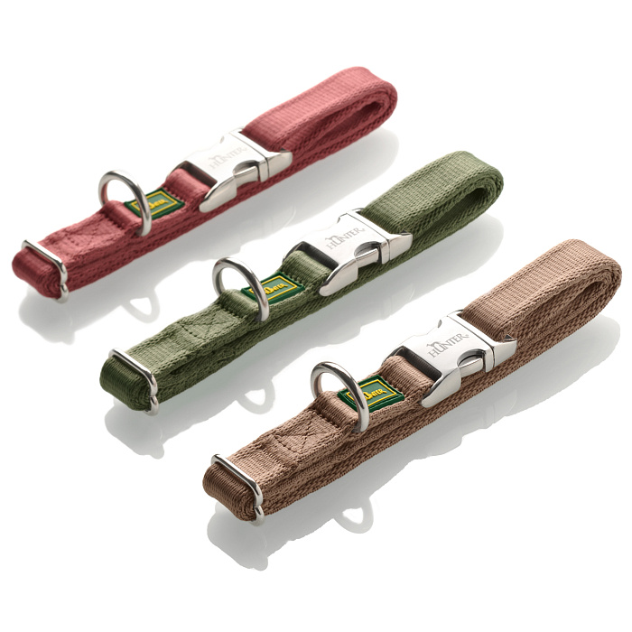 Hunter ошейник для собак ALU-Strong Inari S (30-45 см) нейлон с металлической застежкой оливковый
