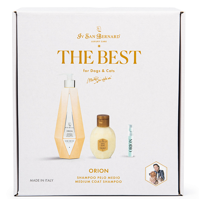 ISB The Best line Набор Orion шампунь для средней шерсти 550 мл, кондиционер 120 мл + парфюм 2 мл в подарок СКИДКА 40%