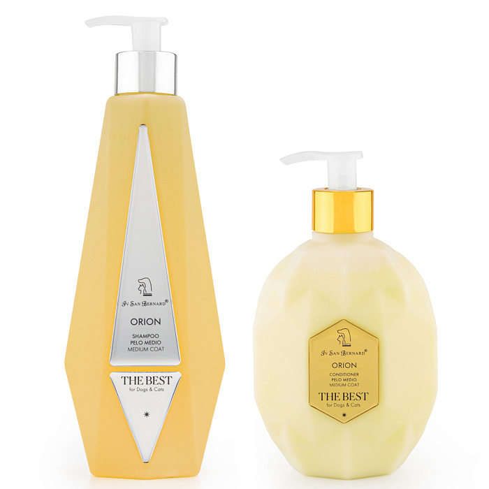 ISB The Best line Набор Orion шампунь для средней шерсти 550 мл, кондиционер 120 мл + парфюм 2 мл в подарок СКИДКА 40%