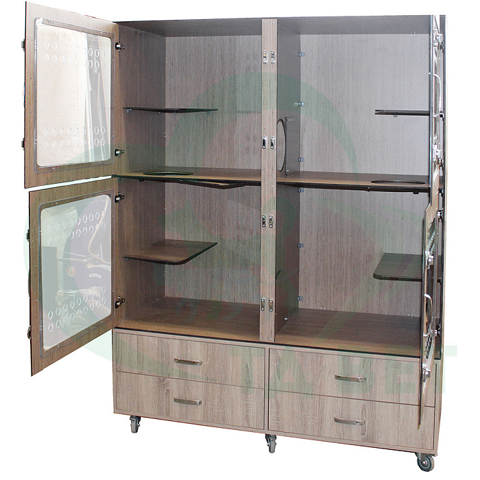 ТД ВЕТ Зоогостиницы для кошек из HPL+ ящики из ЛДСП 1500х600х1400(1800) h c ящиками