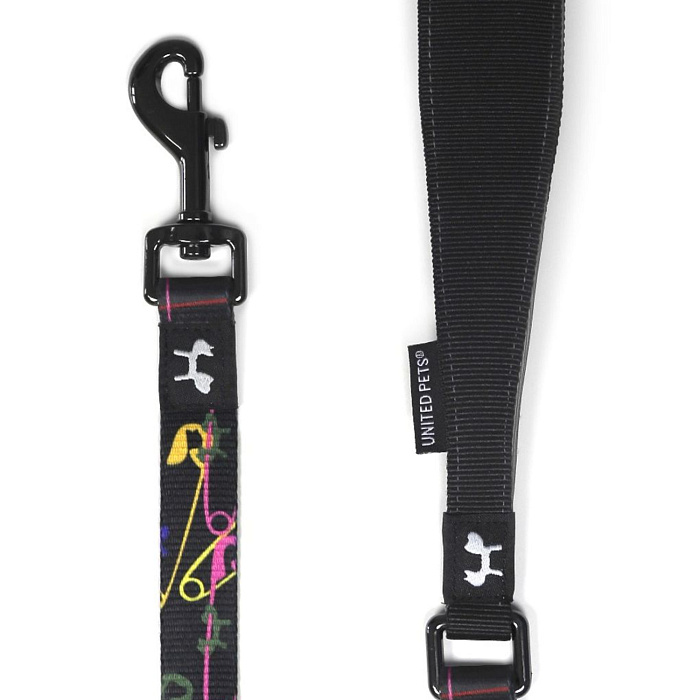 Поводок United Pets для собак Complete me 20 x 1400 mm, черный с разноцветными булавками