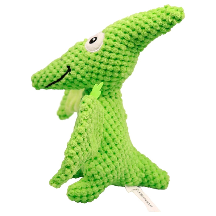 Игрушка Mr.Kranch для собак Птерозавр плюшевая с пищалкой 23 см зеленая