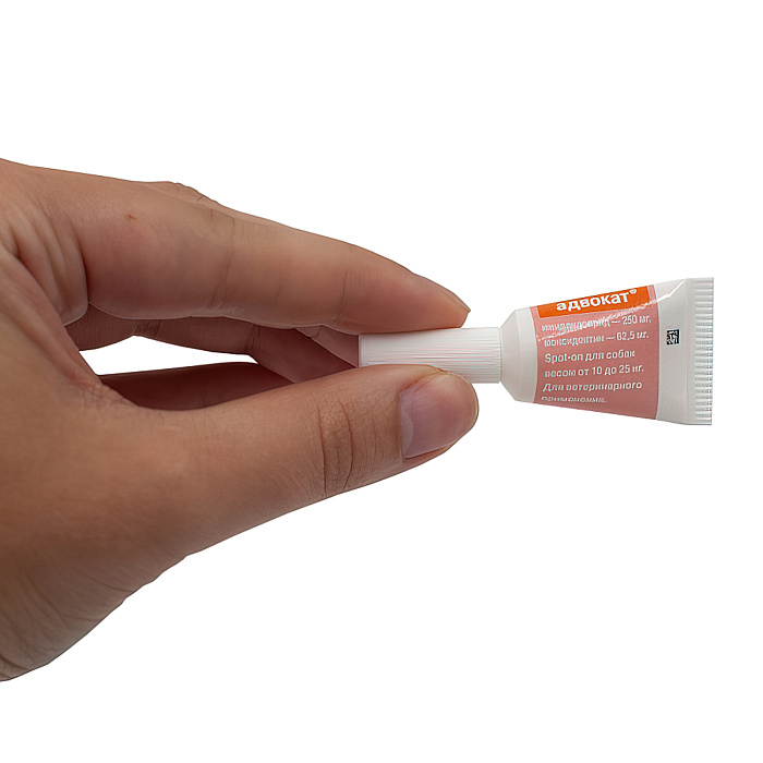 Bayer Адвокат 250 капли для собак 10-25 кг от чесоточных клещей, блох и гельминтов (3 пипетки х 2,5 мл)