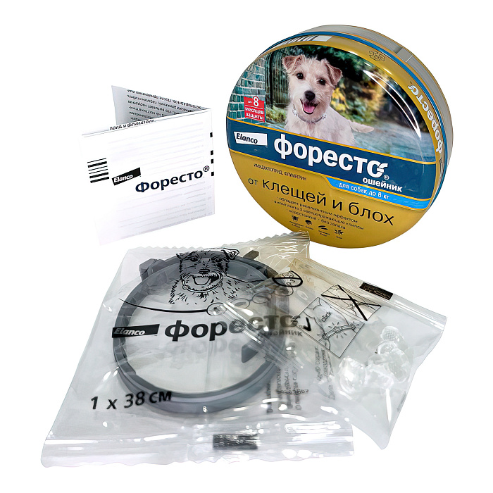 Bayer Форесто ошейник от клещей и блох для собак  менее 8 кг, 38 см