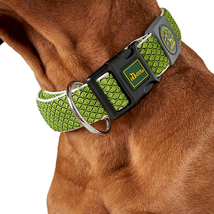 Hunter ошейник для собак Hilo Vario Basic 40-60 см, сетчатый текстиль, лайм