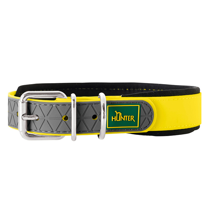 Hunter ошейник для собак Convenience Comfort 45 (32-40 см) / 2 см биотановый мягкая горловина желтый неон