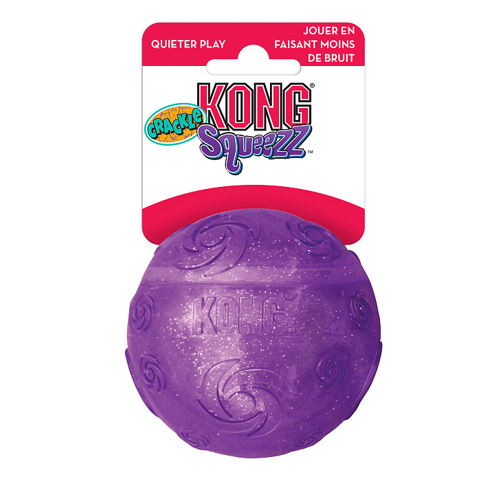 Игрушка KONG Squeezz  для собак Crackle хрустящий мячик, размер L, 7 см, цвета в ассортименте СКИДКА 50%