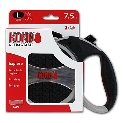 Рулетка KONG Explore для собак (весом до 50 кг), размер L, лента 7,5 метров, серая СКИДКА 50%