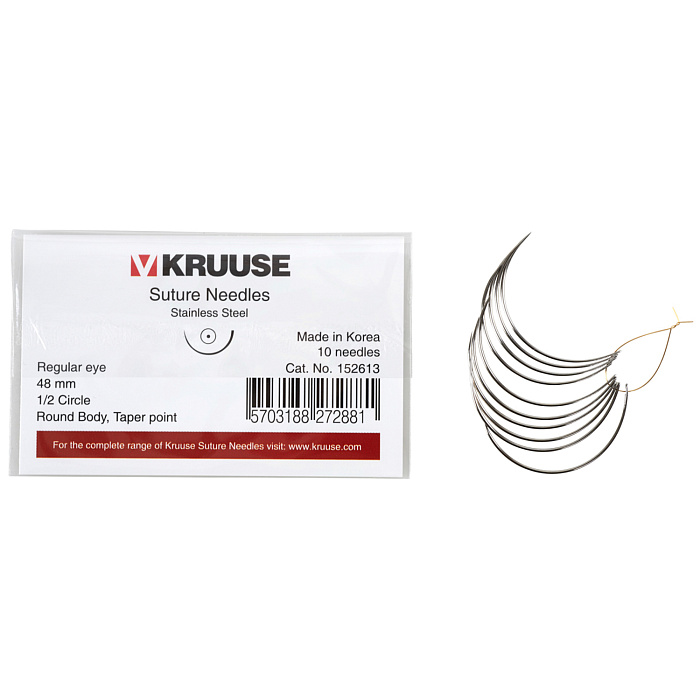 KRUUSE набор колющих хирургических игл 48 мм (1/2) 10 шт.