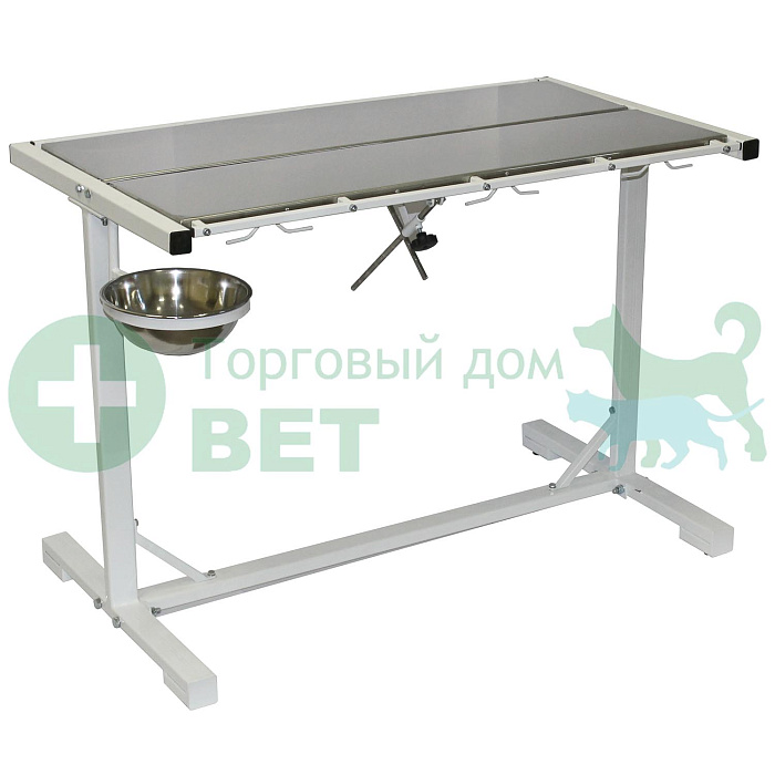 ТД ВЕТ Стол ветеринарный универсальный СВУ-36.02, 1290х700х900h, (без рейлингов 1200х620) столешница нерж.сталь, каркас белый СКИДКА 15%