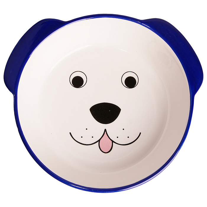 КерамикАрт миска керамическая для собак 180 мл Мордочка собаки синяя СКИДКА 50%