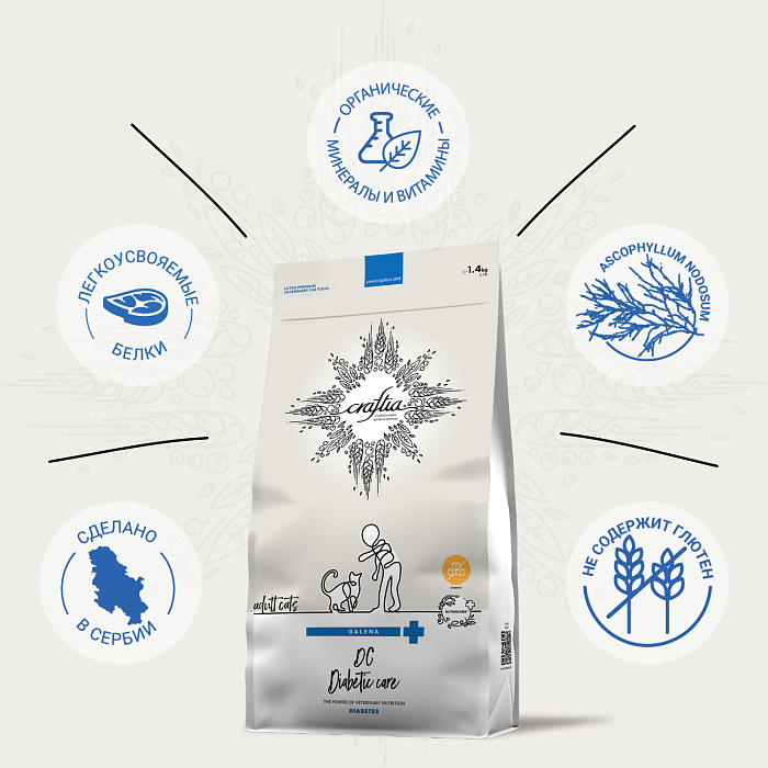 Ветеринарная диета CRAFTIA GALENA CAT DIABETIC CARE Диабетик для кошек при сахарном диабете 1,4 кг