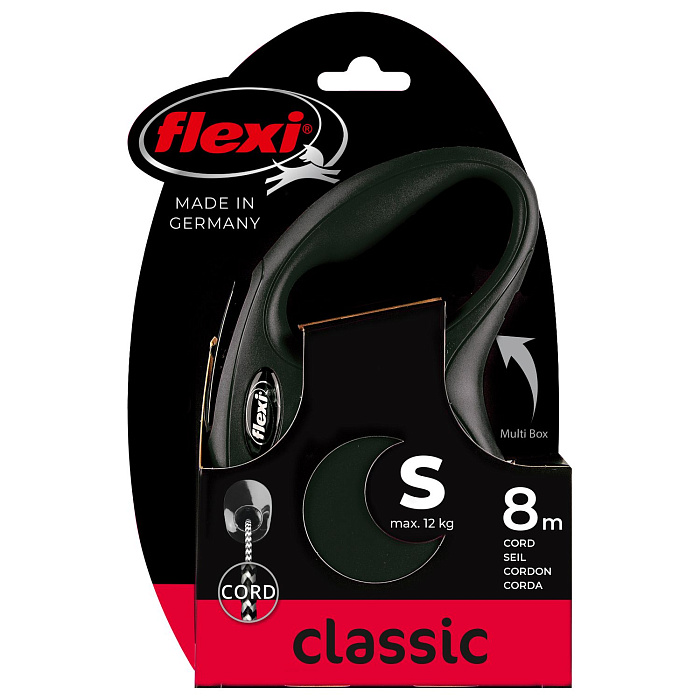 flexi рулетка New Classic S (до 12 кг) 8 м трос черная