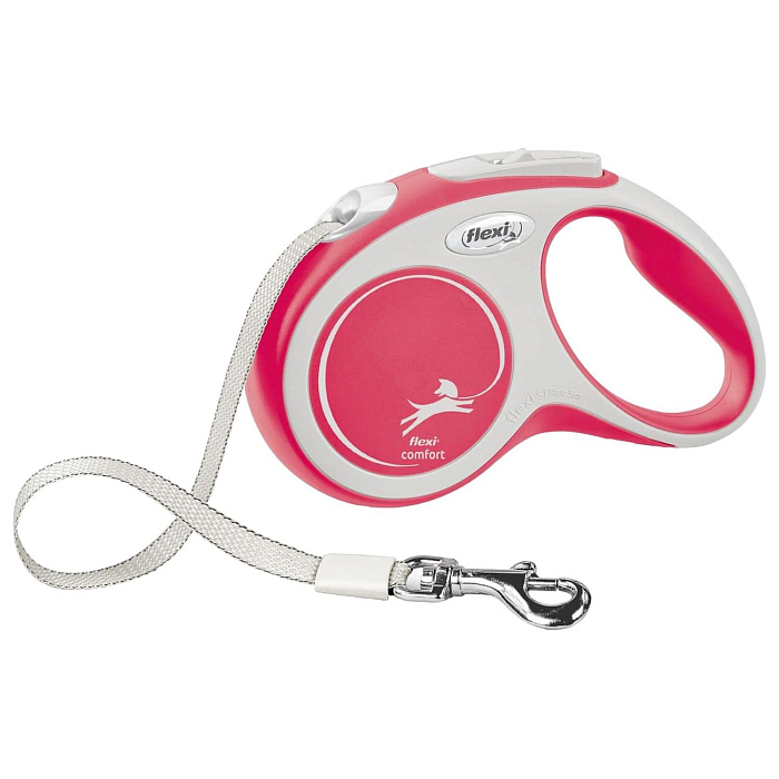 flexi рулетка NEW LINE Comfort S (до 15 кг) лента 5 м серый/красный