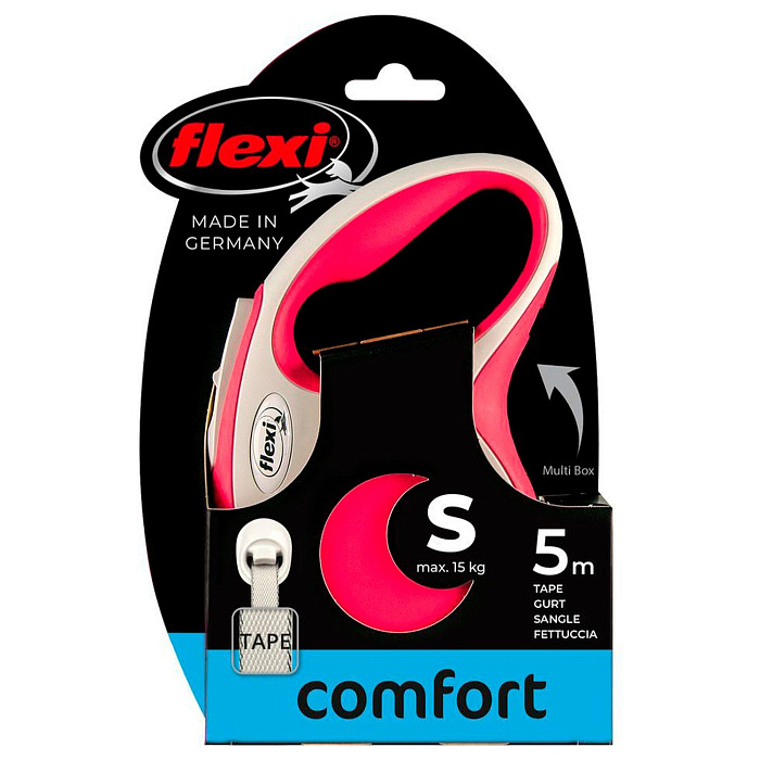 flexi рулетка NEW LINE Comfort S (до 15 кг) лента 5 м серый/красный