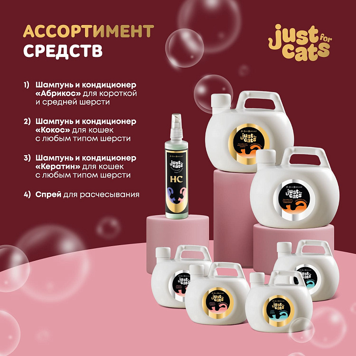 ISB Just for cats Keratin Восстанавливающий шампунь для любого типа шерсти 1000 мл