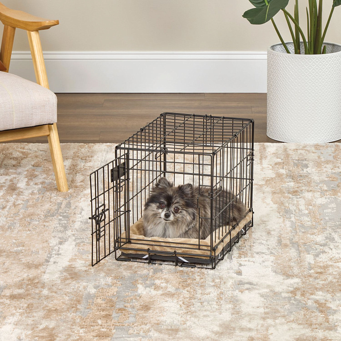 Лежанка MidWest Deluxe Wave Bed для собак и кошек меховая 41х30х6,5 см, цвет песочный