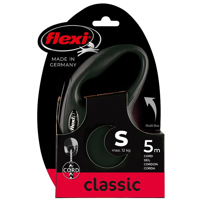 flexi рулетка New Classic S (до 12 кг) 5 м трос черная