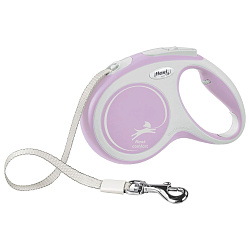 flexi рулетка NEW LINE Comfort M (до 25 кг) лента 5 м серый/розовый