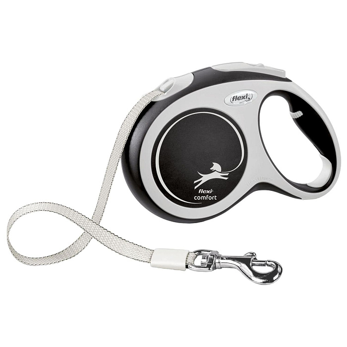 flexi рулетка NEW LINE Comfort L (до 60 кг) лента 5 м серый/черный