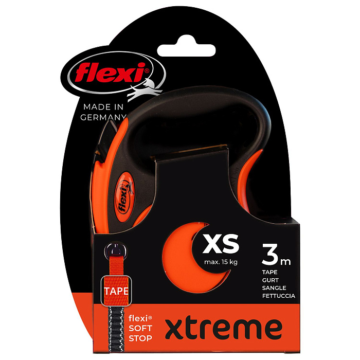 flexi рулетка Xtreme XS (до 15 кг) 3 м лента оранжевая