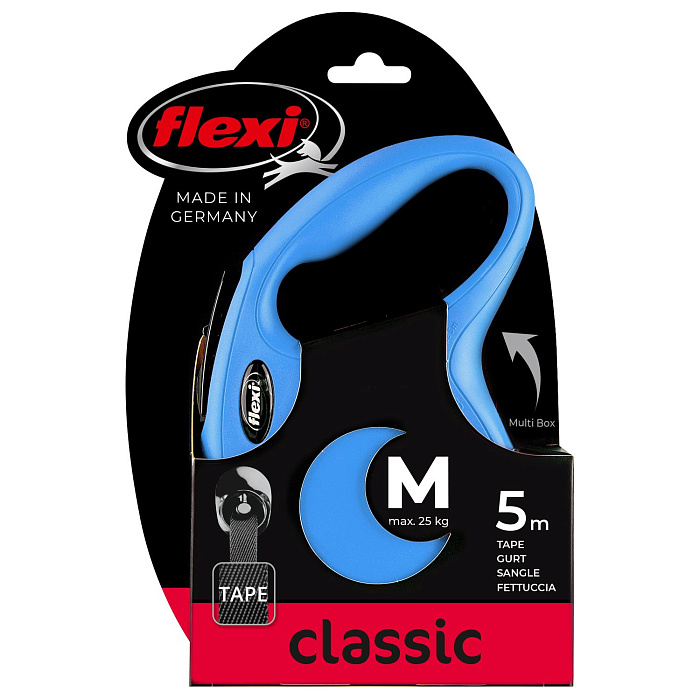 flexi рулетка New Classic M (до 25 кг) 5 м лента синяя