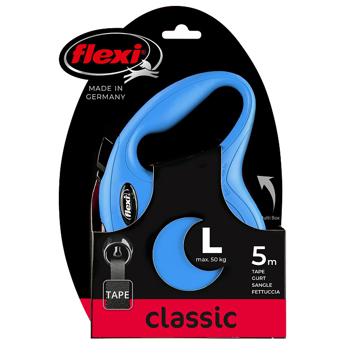 flexi рулетка New Classic L (до 50 кг) лента 5 м синяя