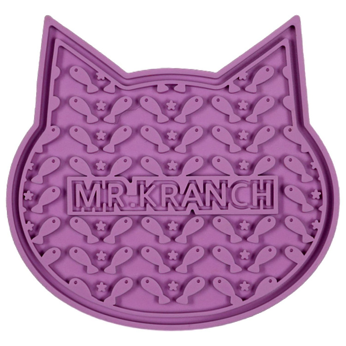 Лизательный коврик Mr.Kranch для медленного поедания силиконовый 12*12 см фиолетовый на присосках