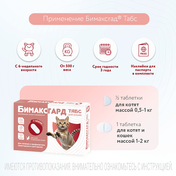 Бимаксгард® ТАБС антигельминтный препарат для котят и маленьких кошек, 2 таб.