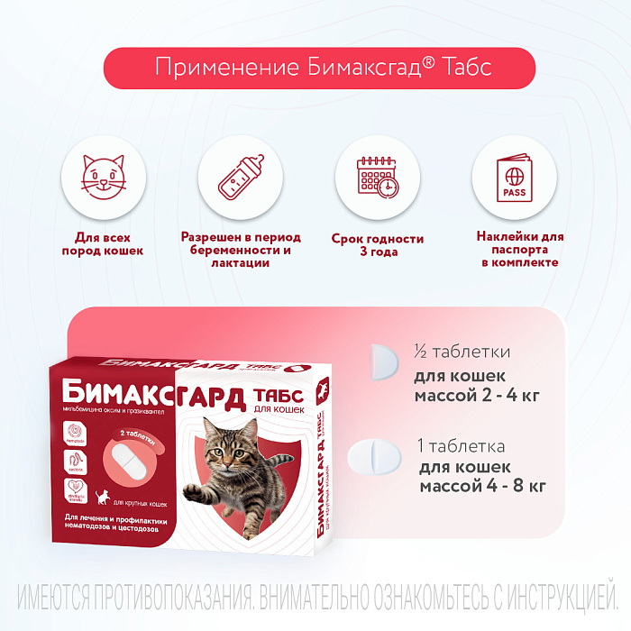 Бимаксгард® ТАБС антигельминтный препарат для крупных кошек, 2 таб.