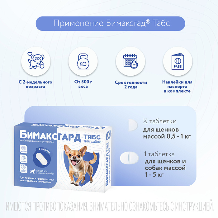 Бимаксгард® ТАБС антигельминтный препарат для щенков и маленьких собак, 2 таб.