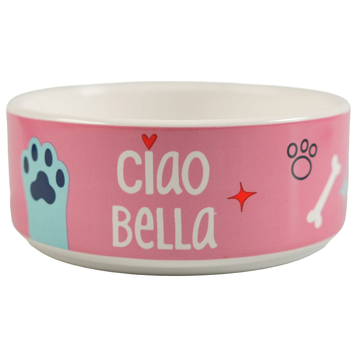Миска Mr.Kranch керамическая для собак 420 мл Чао Белла розовая