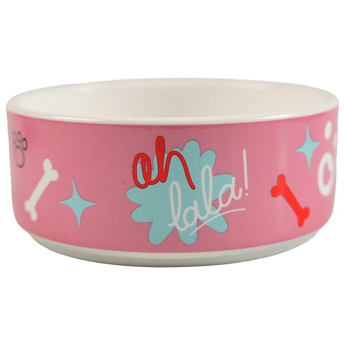 Миска Mr.Kranch керамическая для собак 420 мл Чао Белла розовая