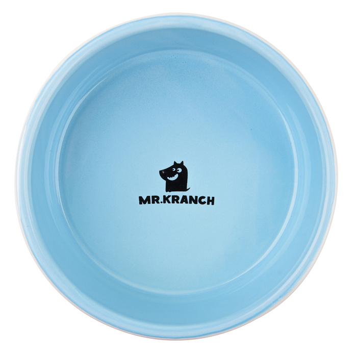 Миска Mr.Kranch для собак и кошек из фарфора Тропики 450мл голубая