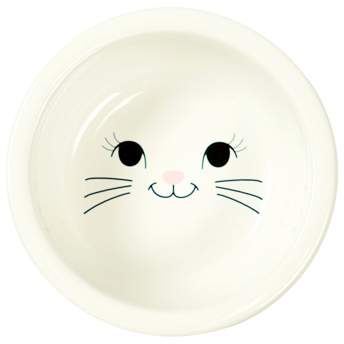 Миска Mr.Kranch Bamboo для кошек керамическая белая на бамбуковой подставке 400 мл