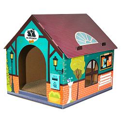 Когтеточка-домик Mr.Kranch для кошек 41.5х39.4х38.5 см из картона с кошачьей мятой зелёная