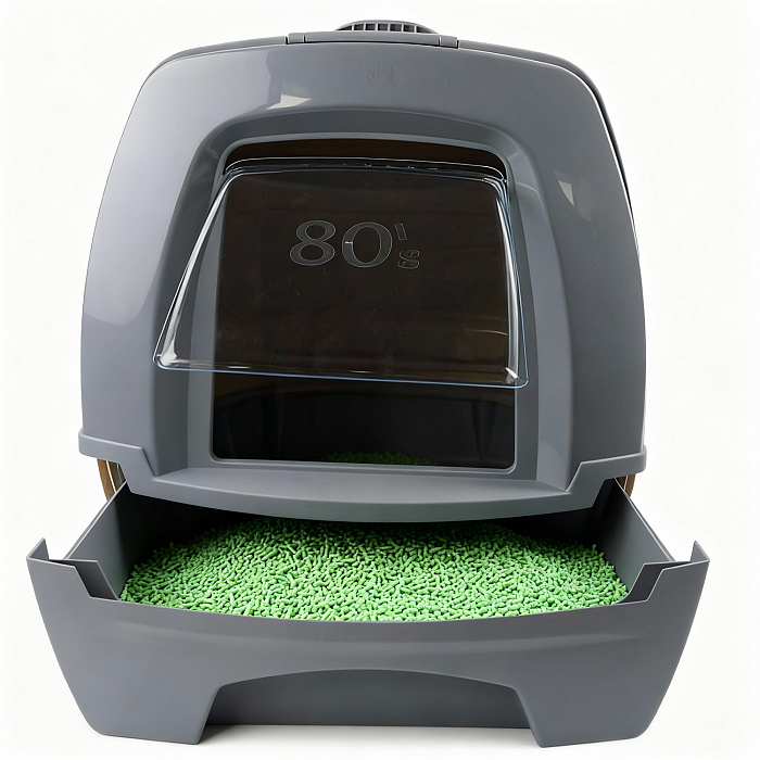 Био-туалет MPS 80'S MAXI для крупных кошек с выдвижным лотком 62х47х49см, серый